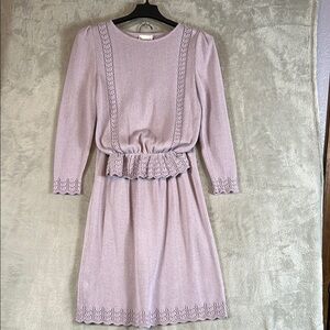 Vintage 80s EVANNA crochet trimmed sweater skirt set 12 run small